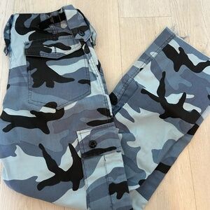 Blue Camo Cargo Jean Pants